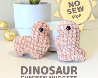 Patrón de crochet para peluche de nuggets de pollo y dinosaurio - Sin costura (PDF)
