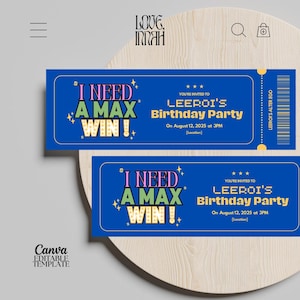 Ich brauche eine Max Win-Einladung, AMW-Geburtstagsfeier, Hip-Hop-Geburtstagsfeier, Rapper-Partyeinladung, Konzertkarte, bearbeitbar in Canva