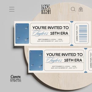 1989 Ticket-Einladung, 1989-Geburtstagsfeier, 1989 Konzertkarte, 1989-Einladung, Taylor Swift, Taylor's Version, Bearbeitbar in Canva