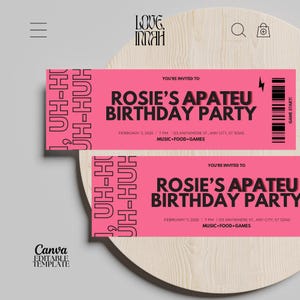 Apateu Geburtstagseinladung, APT Ticket-Einladung, APT Geburtstagseinladung, Bruno Mars, Rose, Souvenir-Shirt, bearbeitbar in Canva