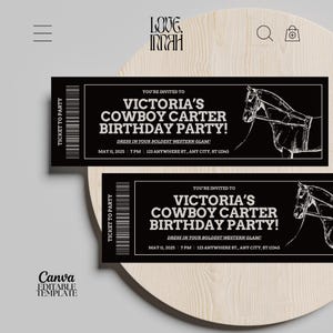 Invito a tema Cowboy Carter, invito a una festa da cowboy di campagna, invito a un compleanno da cowboy, atto II, festa di compleanno western, modificabile in Canva