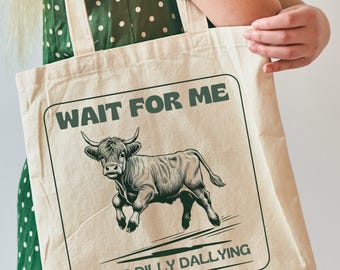 Humorous Highland Cow Calf Quote: Green Monochrome Digital Download (PNG)
