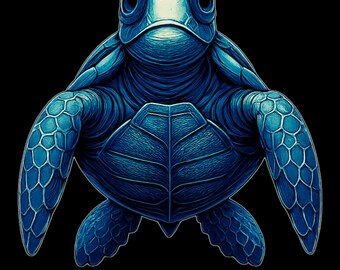 Blaue Meeresschildkröte PNG - Ozeantier T-Shirt Design - digitaler Download für Sublimation & Cricut