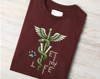 Vet Tech Life PNG | Rod of Asclepius Veterinary Symbol | Digital T-Shirt Design Download
