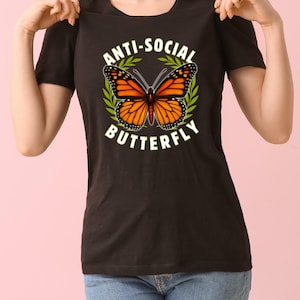 Anti-Sozialer Schmetterling png anti-sozialer Digital Download Tshirt T-shirt Hoodie Wand Kunst Retro Vintage