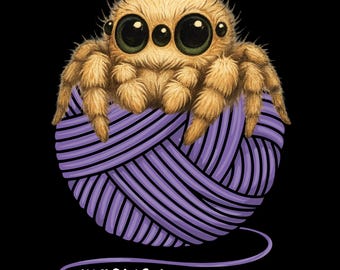 Camiseta fofa de aranha saltadora – Camiseta aracnídea com bolinha de lã felpuda, presente divertido para amantes de insetos