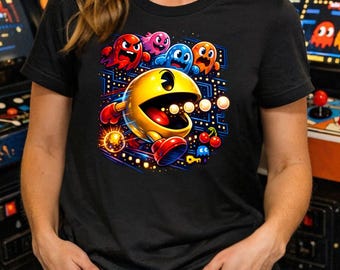 Retro Pac-Man Arcade T-Shirt PNG | 80er Jahre Gamer Labyrinth Geister (Digitaler Download)