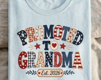 Befördert zu Oma Est 2026 Patchwork Americana PNG (Digital Download)