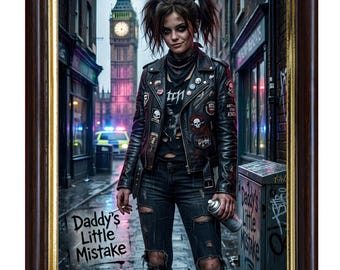 Punk Harley Quinn Wall Art, Gothic Decor Digital Download, Edgy Grunge Poster, Alternative Girl Print, London Street Art 24x36 Printable