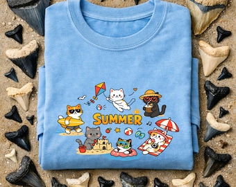 Kawaii Summer Cats Beach PNG, Kitten Pool Party Sublimation Graphic (12x16 Instant Download)