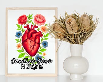 Floral Heart Anatomy Print | Cardiac Nurse Gift (12x16 Digital Download PNG File)