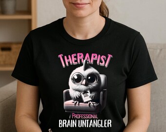Funny Therapist Shirt or Wall Art – Cluck Notes Bird, Brain Untangler Mental Health Gift