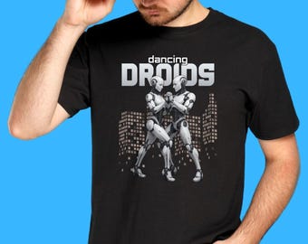 Tanzende Droiden T-Shirt • Retro Sci-Fi Roboter Grafik T-Shirt (Digitaler Download)
