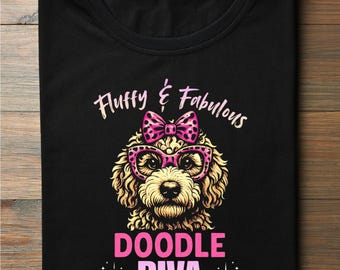 Goldendoodle Diva Shirt - Flauschiger Hund Grafik T-Shirt (Digitaler Download)