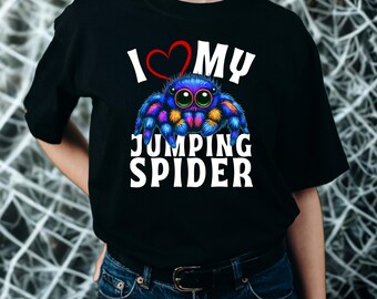 I Love My Jumping Spider Shirt oder Wandkunst - Niedliches buntes Spinnen Design für helle und dunkle Hintergründe