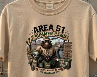 Area 51 Summer Camp - Cryptid UFO Digital Download - Bigüße Alien Mothman PNG - Lustiges Sci-Fi Shirt Design - Loch Ness Monster Clipart