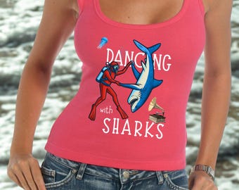 Tiburones Bailando PNG: Diseño Retro de la Semana del Tiburón (Descarga Digital)