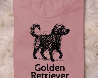 Golden Retriever Skizze PNG • Handgezeichnete Linie Kunst Hund Grafik (Digitaler Download)