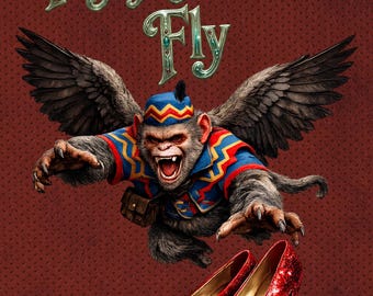 Wizard of Oz Flying Monkey PNG, Ruby Slippers Graphic (Digital Download)
