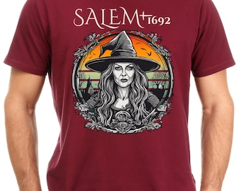セーラム魔女Tシャツ、ハロウィンデザイン（PNGデジタルダウンロード）