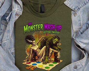 Frankenstein Monster Mash Up PNG Halloween Game Digital Download Spooky Couple Design Horror TShirt