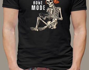 Bone Mode Gamer Skeleton PNG – Halloween Gaming Design (Digital Download)
