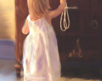 Photo Painting of Small Girl with Pearls Simple Treasures