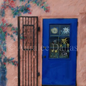 Blue Door with Decorative Pink Walls Fine Art Photograph