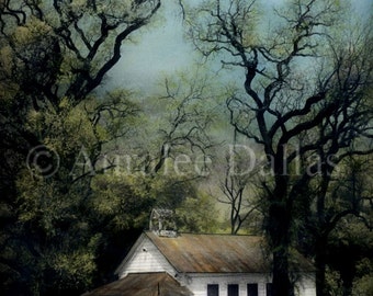 Schoolhouse Photo Hand Colored Photo Vintage Style Photograph Muted Colors Historical Building Photograph