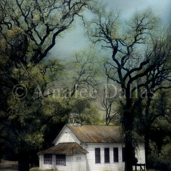 Schoolhouse Photo Hand Colored Photo Vintage Style Photograph Muted Colors Historical Building Photograph