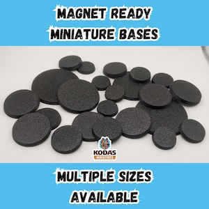 25-160mm Circular Miniature Bases - 5x2 Magnet Ready - For Wargaming, Display, and Storage/Transport - Multiple Sizes Available