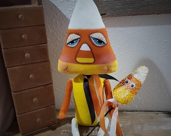 Primitive Candy Corn Doll 13" tall Fall Decor  Epattern Pattern PDF