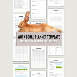 May include: Printable pet planner template with sections for pet information, adoption, medical records, growth tracker, sitter info, and treat recipes. The template is designed to be easy to use and customize.