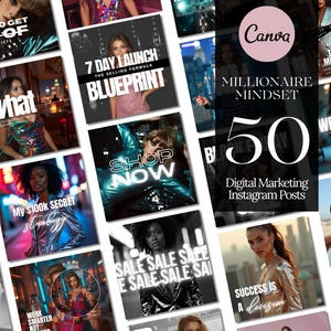50 Instagram Templates, Canva Templates with Master Resell Rights MRR, Luxury Small Business PLR Digital Products for Digital Marketing