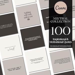 100 Instagram Motivational Quotes Canva Templates | Instagram Minimalist Quotes | Editable Canva Templates | Inspirational Quotes Posts