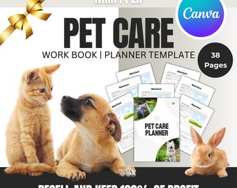 Editable Ultimate Bundle: Pet Planner Canva Template| |Pet Checklists and Worksheets Care Planner Bundle with Master Resell Rights | MRR PLR