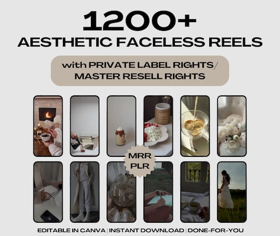 Luxury Faceless Videos Aesthetic, Grow your social media, sell on Etsy, master resell rights, MRR, PLR, Luxury reels Instagram