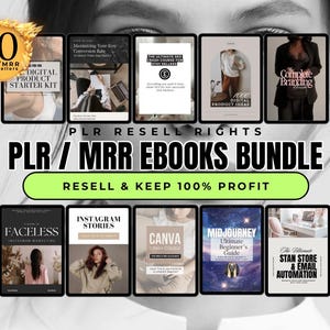 MRR Ebook Bundle, PLR Digital Products to Sell on Etsy, 10 Canva Editable templates for Passive Income, Bestseller Collection Done For You