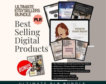 Pacote PLR MRR Produtos digitais prontos para venda Direitos de revenda mestre Venda no Etsy Cursos de renda passiva Bobinas sem rosto Produtos digitais plr