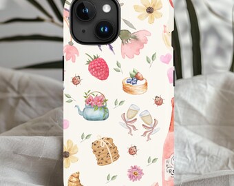 Funda para teléfono con collage de picnic, funda para iPhone 16, funda para teléfono coqueta, funda estética para iPhone 16 Pro, funda para Samsung S24, S23, S22, S21, iPhone 15, 14, 13, 12, 11 Pro