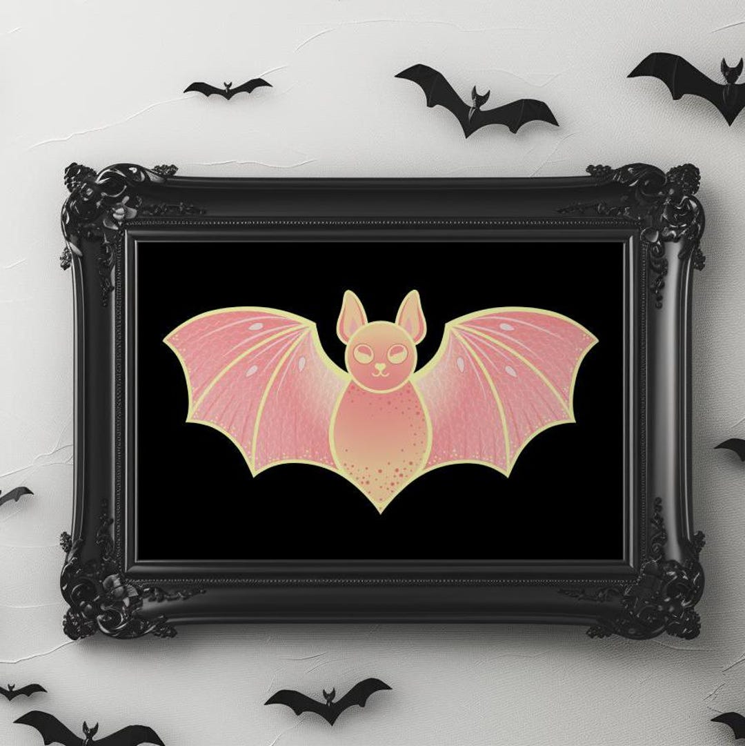 Bright Pink Bat - Art Print - Etsy