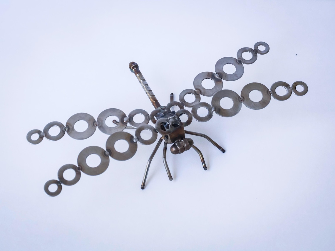 Picture of Handcrafted Dragonfly Welded Metal Art, Upcycled Garden Sculpture ...