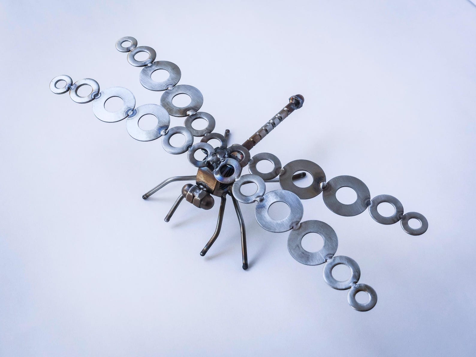 Handcrafted Dragonfly Welded Metal Art, Upcycled Garden Sculpture ... - Handcrafted Welded Metal Art