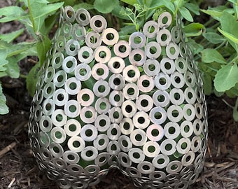 Metal Scrap Art: Stainless Steel “Peaches” Booty Sculpture, Handcrafted Home Decor