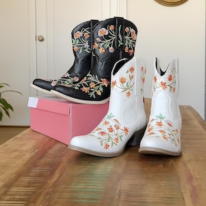 Handmade Floral Embroidered Cowgirl Boots: Cruelty-Free Western Style