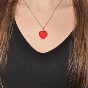 Heart shaped glass pendant, Love Necklace, Gift for Girlfriend, Valentines Day, Murano Glass Jewelry, Handcrafted Red Heart Glass Necklace
