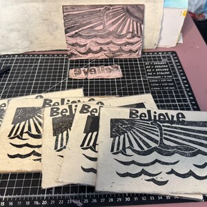 Believe - Loch Ness Monster Linocut Print