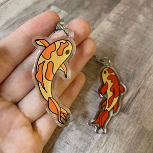 Koi Fish Matching Keychain Set, Japanese kawaii keychains for best friend, sister, girlfriend or boyfriend - good luck charm accessories