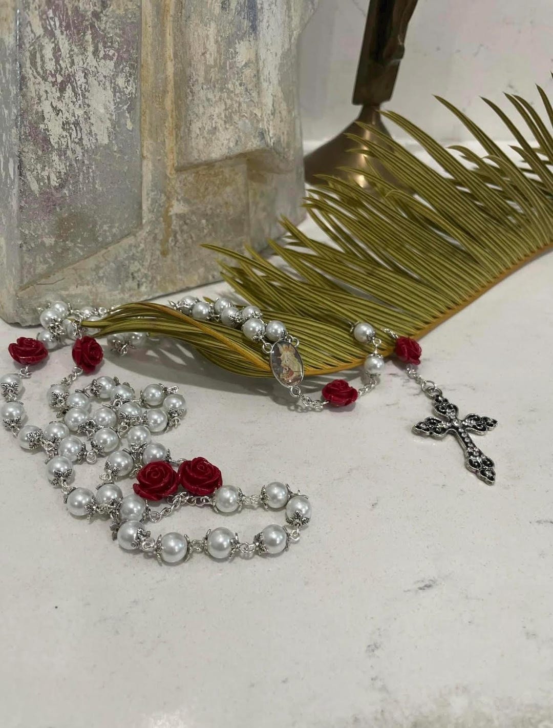 Rose Rdery Handmade Red Rose Rosary - Etsy