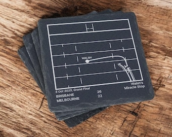 Brisbane Broncos Fan Gift | Greatest Broncos Plays Slate Coasters (Set of 4) | NRL Fan Gift | Rugby League Memorabilia | Unique Sports Gift